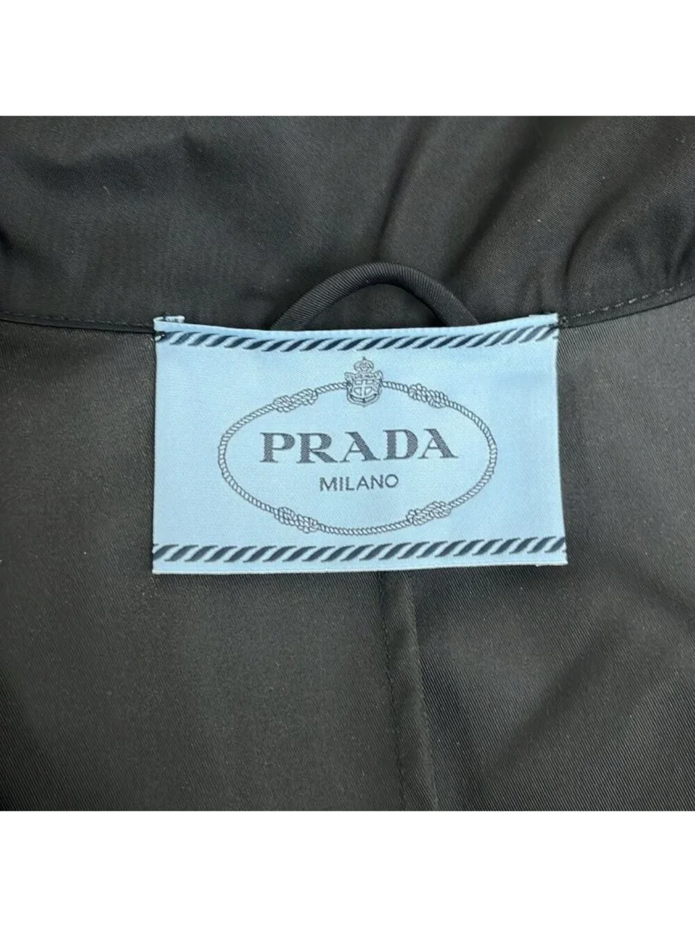 Prada Re-Nylon Triangle Logo Long Coat 36 Black - Picture 6 of 8